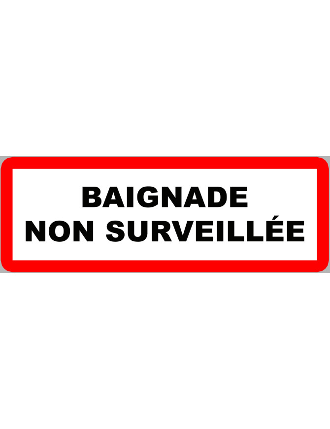 piscine baignade non surveillée - 29,5x10.5cm - Sticker/autocollant