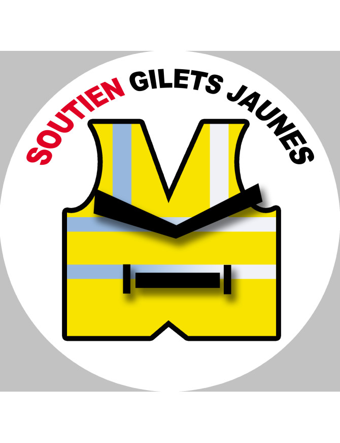 Gilets jaunes soutien (15x15cm) - Sticker/autocollant