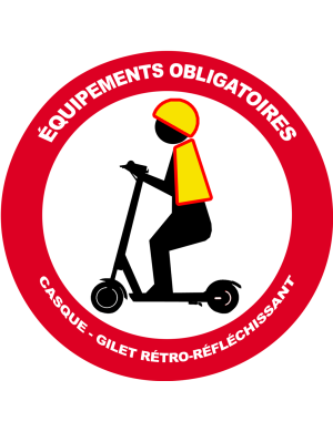 Trottinette équipements obligatoires (20x20cm) - Sticker/autocollant