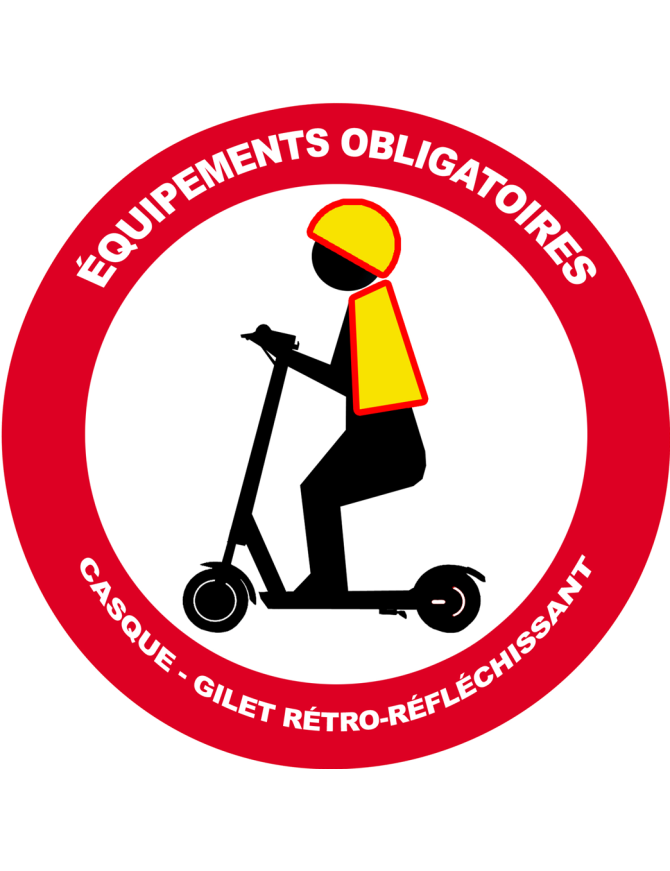 Trottinette équipements obligatoires (5x5cm) - Sticker/autocollant