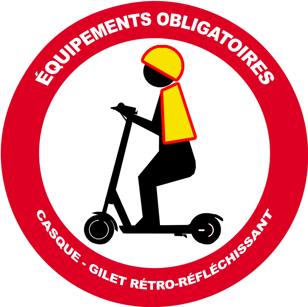 Trottinette équipements obligatoires (5x5cm) - Sticker/autocollant