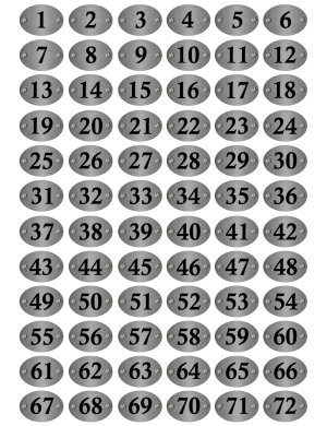 Petit numéros table (72 fois 3x2cm) - Sticker/autocollant