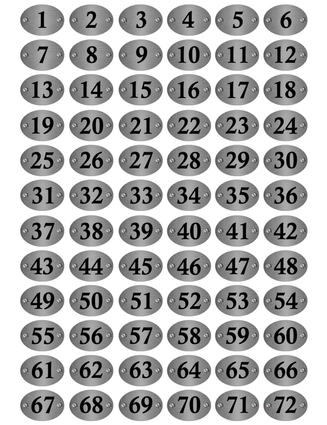 Petit numéros table (72 fois 3x2cm) - Sticker/autocollant