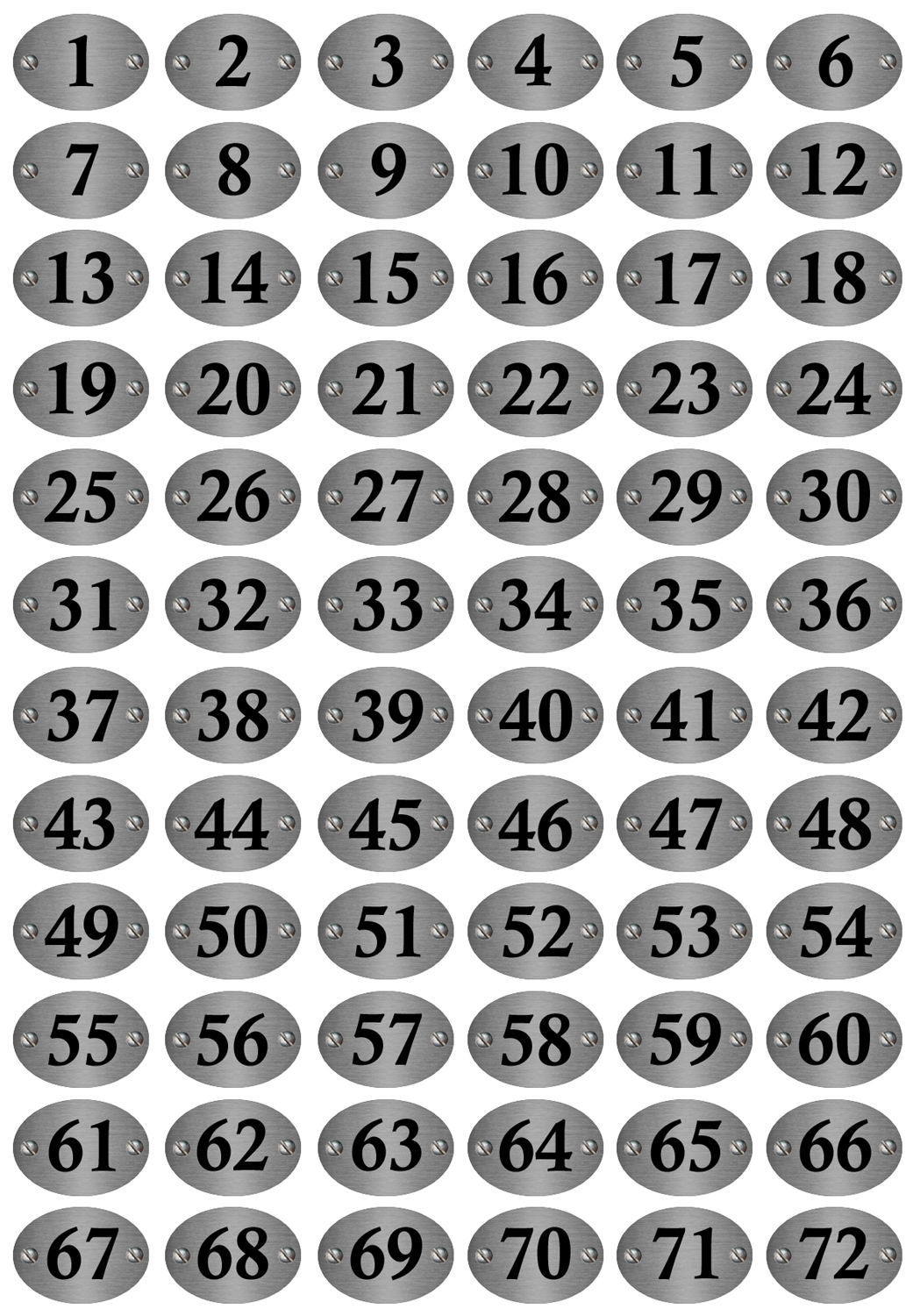 Petit numéros table (72 fois 3x2cm) - Sticker/autocollant