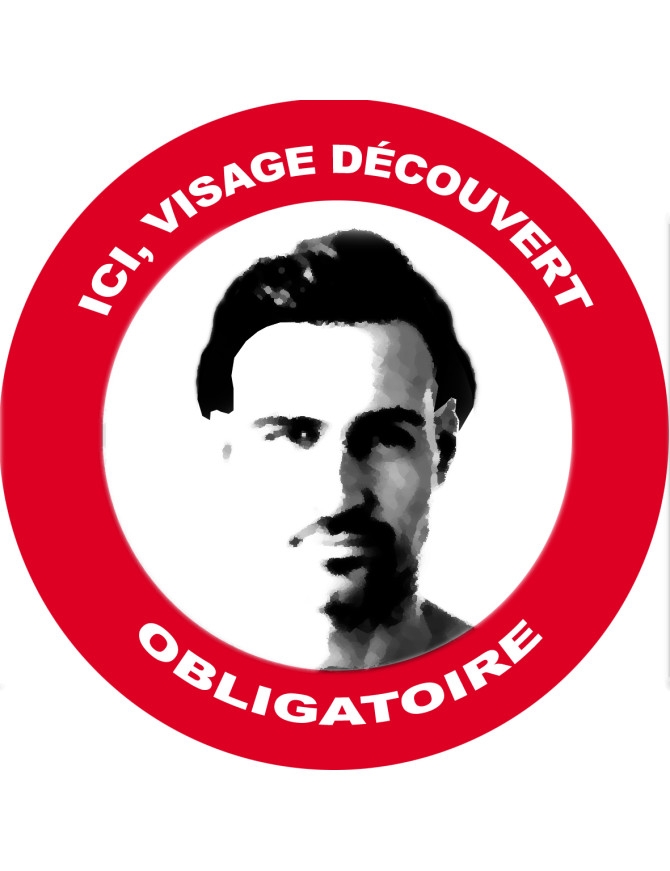 Ici, visage découvert obligatoire (15x15cm) - Sticker/autocollant
