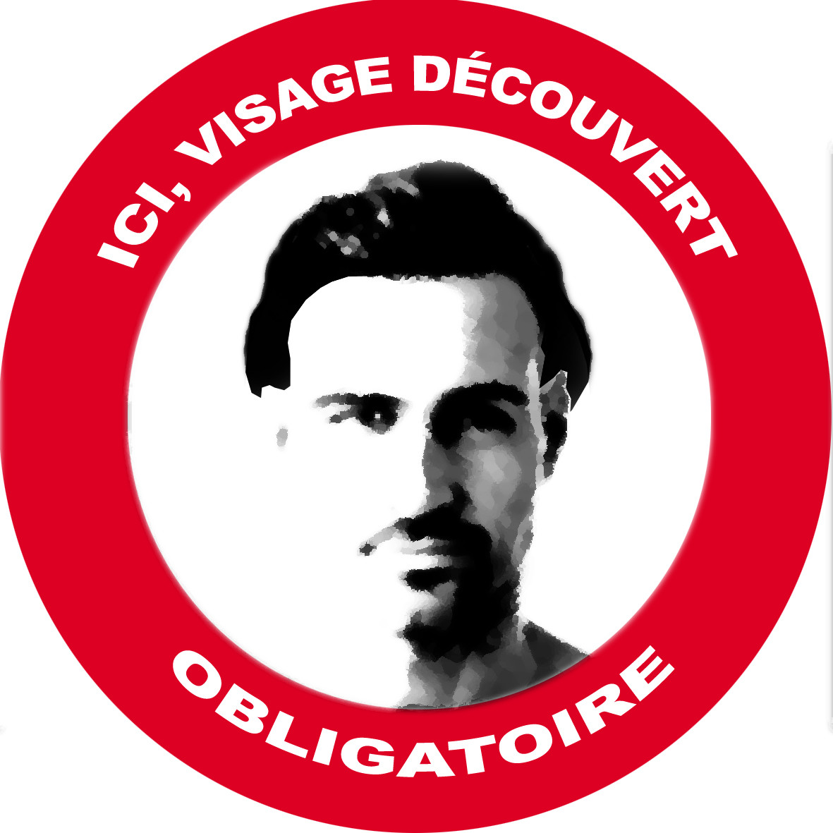 Ici, visage découvert obligatoire (10x10cm) - Sticker/autocollant