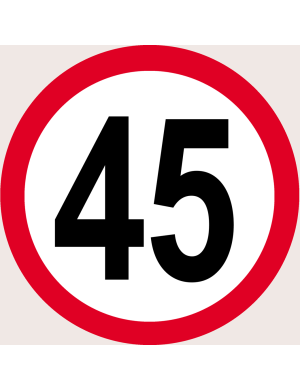 Disque de vitesse 45Km/H bord rouge - 20cm - Sticker/autocollant