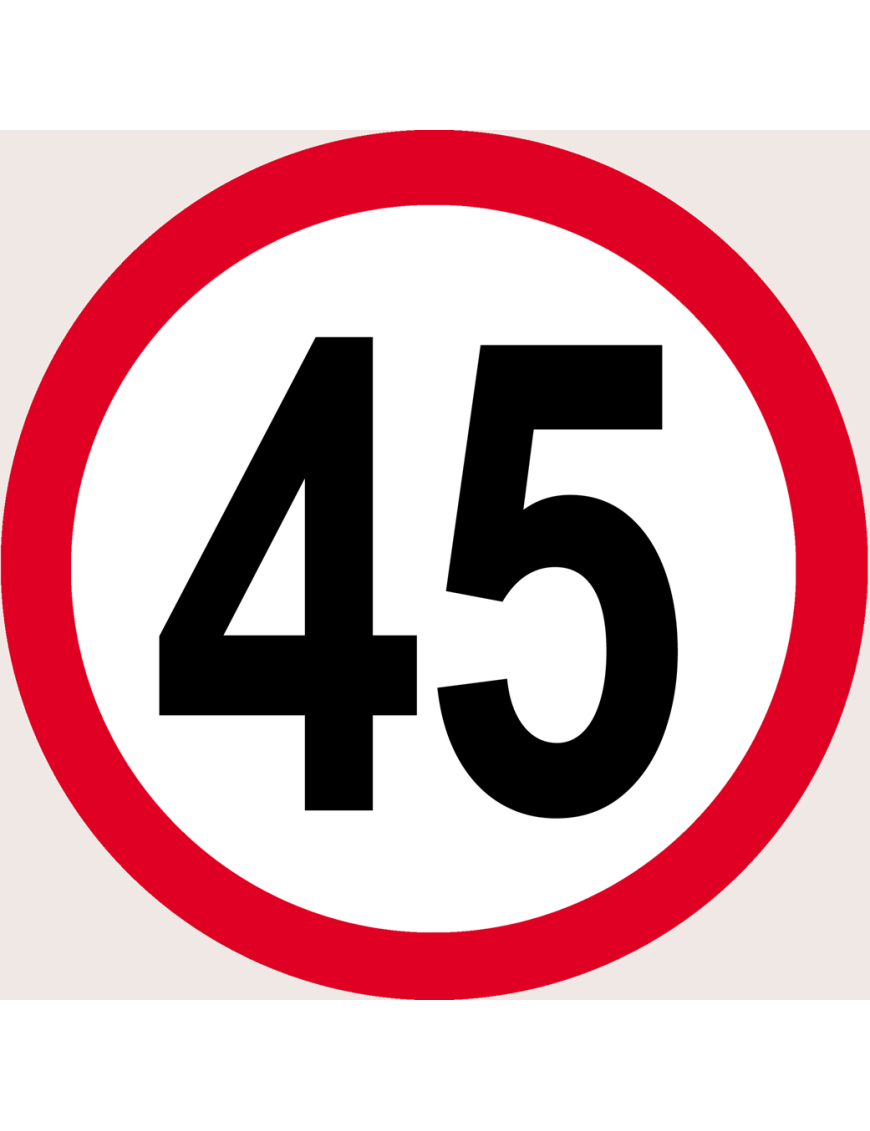 Disque de vitesse 45Km/H bord rouge - 15cm - Sticker/autocollant