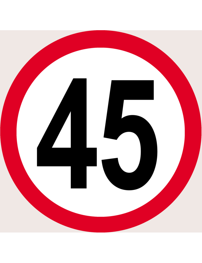 Disque de vitesse 45Km/H bord rouge - 15cm - Sticker/autocollant