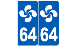 Autocollants : numero immatriculation 64 basque (Pyrénées-Atlantiques)