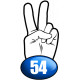 salut de motard département 54 - 15x7,2cm - Sticker/autocollant