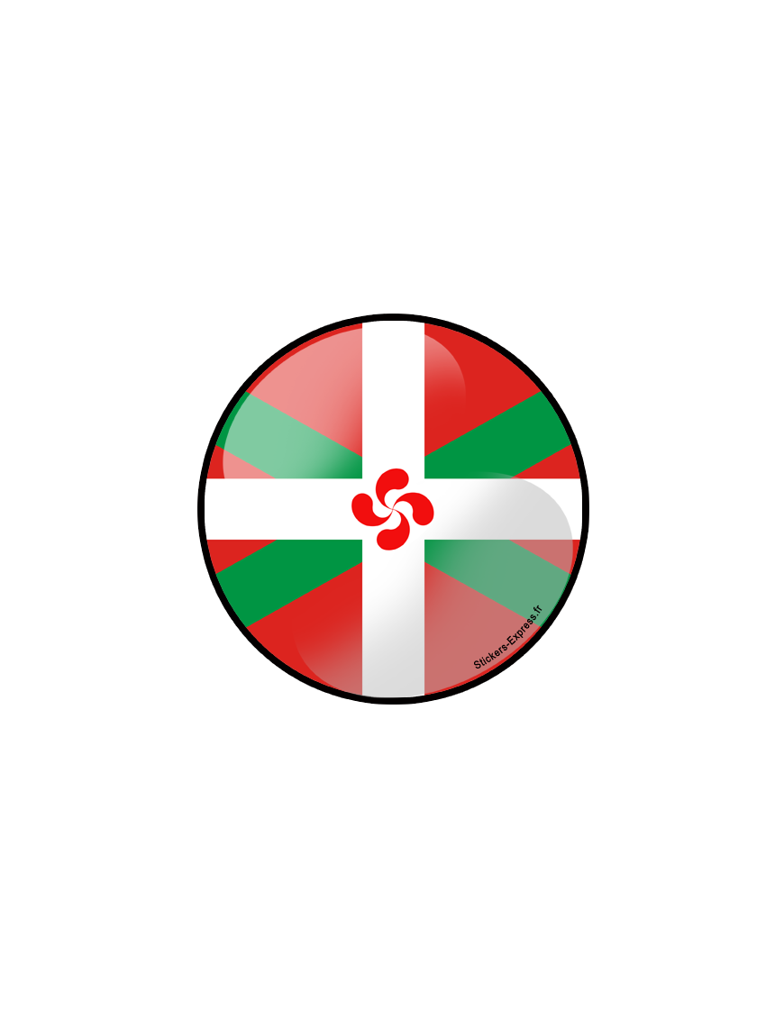 Drapeau croix basque rond - 15cm - Sticker/autocollant