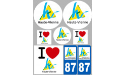 87 HAUTE-VIENNE LIMOUSIN DEPARTEMENT IMMATRICULATION 2 X AUTOCOLLANTS STICKER
