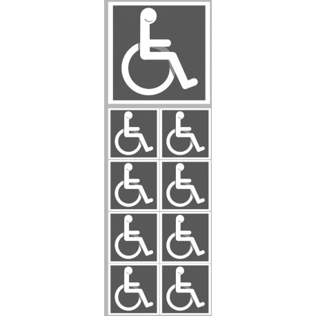 handicap moteur gris - 1 sticker 10cm / 8 stickers 5cm - Sticker/autocollant